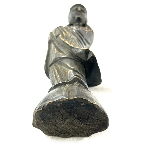 Bodhisattva Granting Kwan-Yin Vintage Hand Carved Wood Sculpture 11.5” - Picture 8 of 9